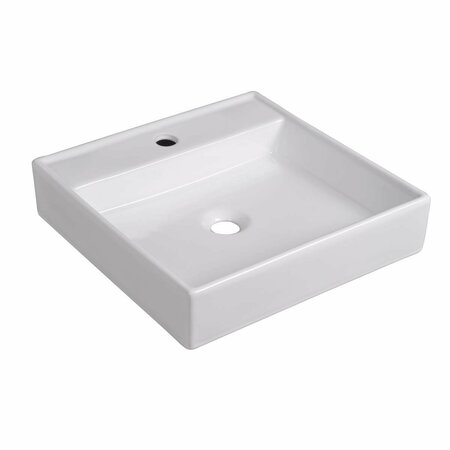 KD GABINETES White Artistic Porcelain Vessel Bathroom Sink, 17.7 x 17.7 x 4.125 in. KD2650630